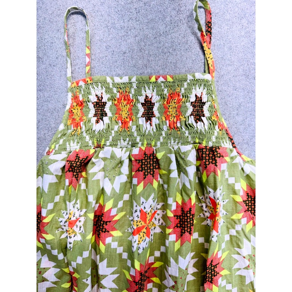 Universal Thread Maxi Dress Women Small Green Patchwork Print Smocked Boho Flowy - Picture 8 of 11